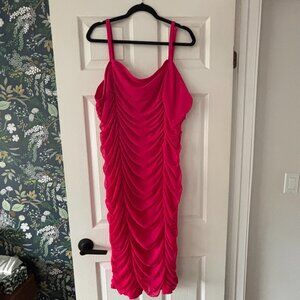 Ruched Mesh Wiggle Dress